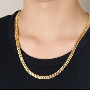 18k gold plated flat snake chain necklace